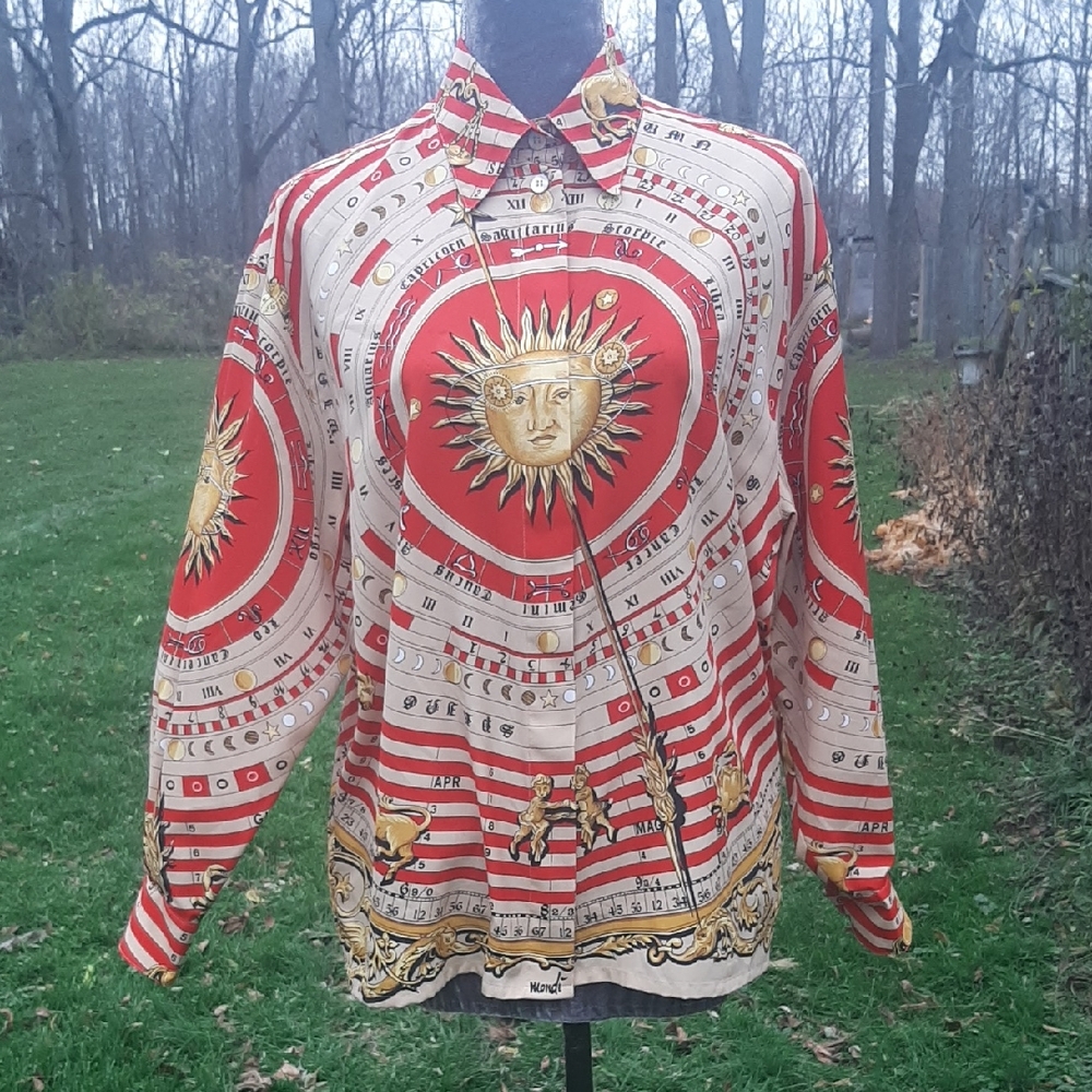 ZODIAC♈RARE Vintage Mondi♋🌞♌Patterned Shirt Size 40 Made in Germany